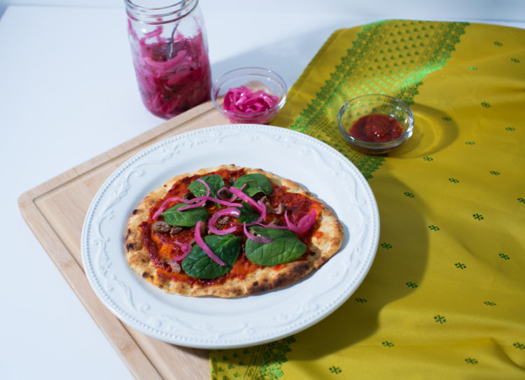 Flatbread Harissa Olives Spinach